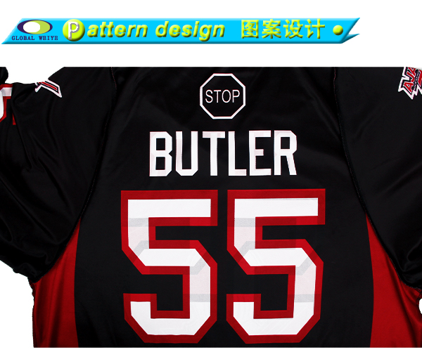 黑色100%涤纶冰球印花球服大码运动衫