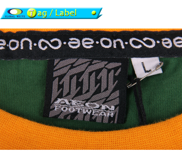 订制男士全涤圆领橙青条纹刺绣T恤衫短袖运动服