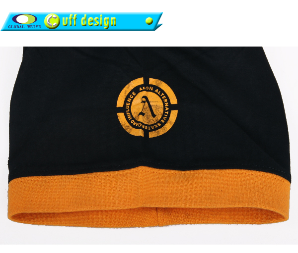 订制男士全涤圆领橙青条纹刺绣T恤衫短袖运动服