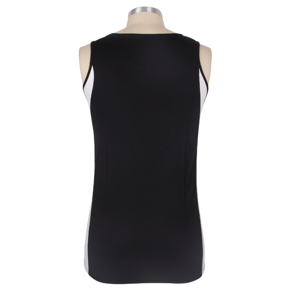 黑白拼接全涤网眼无袖上衣篮球服运动衫