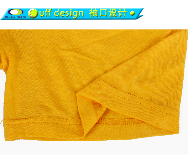 男士全棉圆领黄色印花T恤衫短袖运动服定制