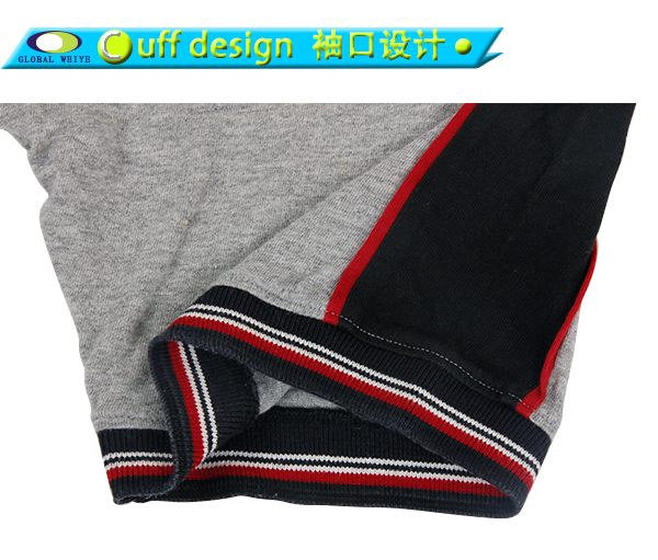 男士全棉灰色拉链刺绣Polo领运动衫