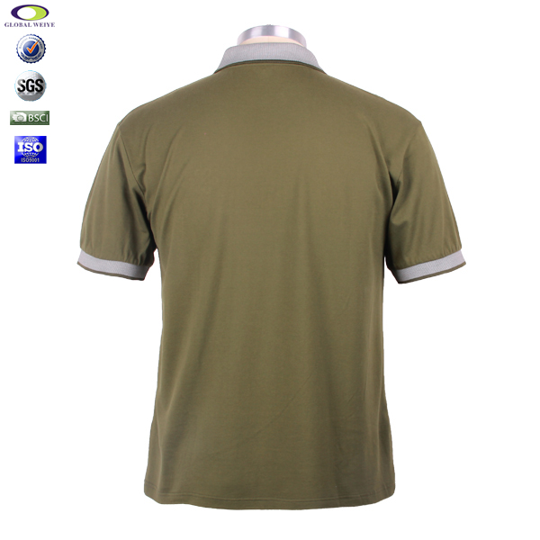 定做男士广告宣传衫军绿色刺绣翻领短袖T恤衫定制