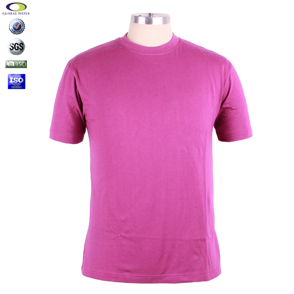 订制男士广告宣传衫玫红色后背印花圆领短袖T恤衫定制工厂