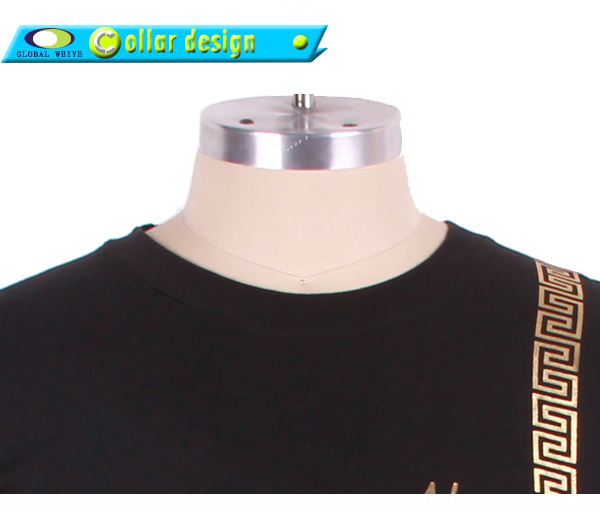 订制男士广告宣传衫黑色金粉印圆领短袖T恤衫定制厂家