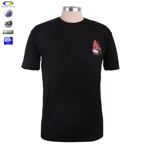 男士广告宣传衫黑色人物烫画圆领短袖T恤衫定制厂家