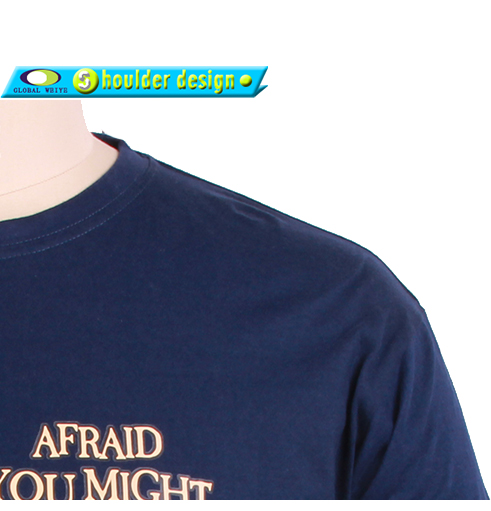 男士广告宣传衫藏蓝色烫画圆领短袖T恤衫订制工厂