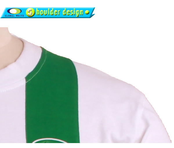 男士团队广告宣传衫圆领印花白绿拼接短袖T恤衫工作服定制厂家