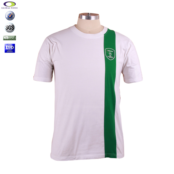 男士团队广告宣传衫圆领印花白绿拼接短袖T恤衫工作服定制厂家