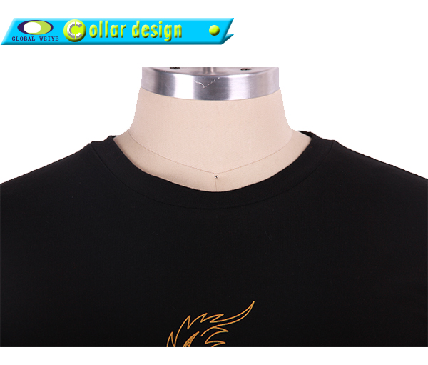 黑色团队广告宣传衫金粉印圆领纯棉短袖男士T恤衫定制厂家