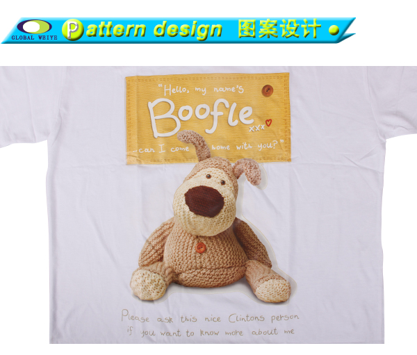 男士广告宣传衫白色卡通印花圆领短袖团队服定制