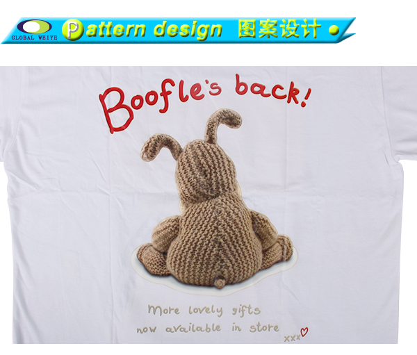 男士广告宣传衫白色卡通印花圆领短袖团队服定制