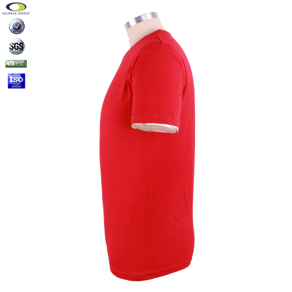 定制俱乐部男士红色短袖全棉印花T恤衫