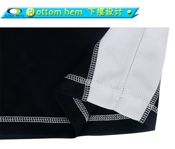 定制长袖插肩俱乐部男士黑色网眼全涤印花T恤衫