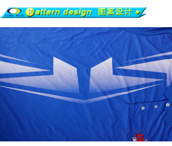 定做男士全涤蓝色刺绣热升华POLO衫翻领短袖T恤