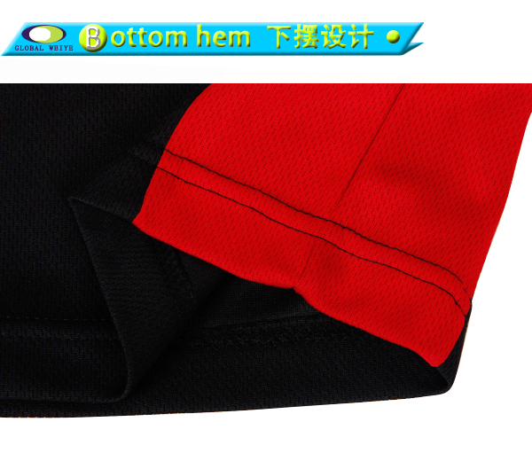 男士全涤红黑拼接刺绣POLO衫翻领短袖T恤定制