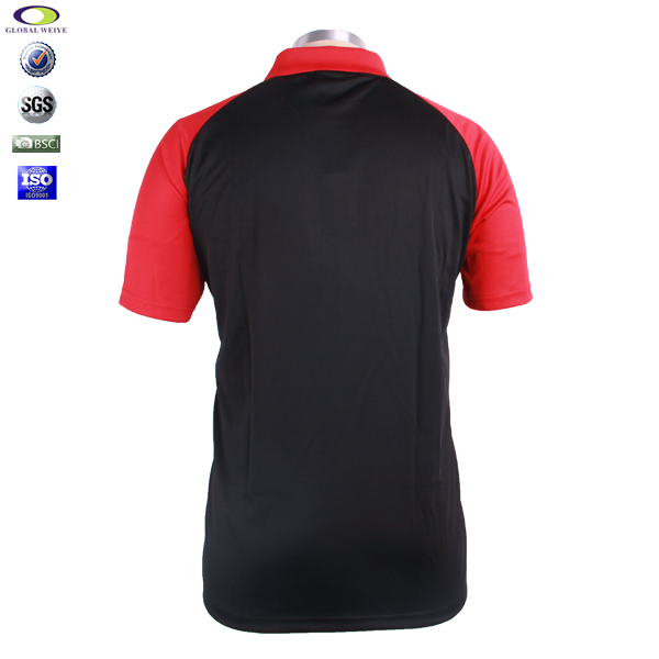 男士100%全涤红黑插肩袖刺绣POLO衫翻领短袖T恤定制