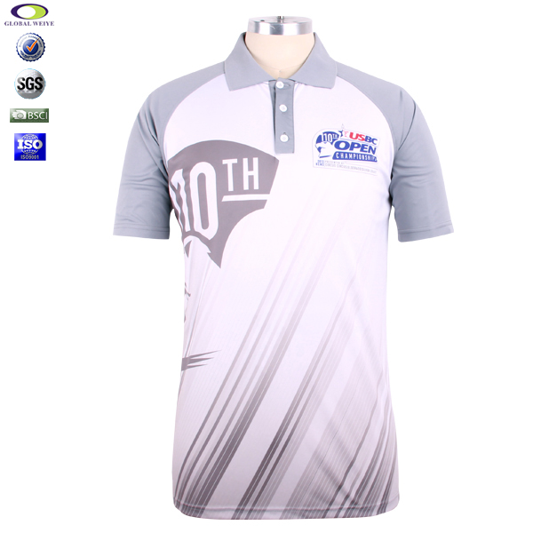 男士全涤灰色热升华POLO衫翻领短袖T恤衫定制