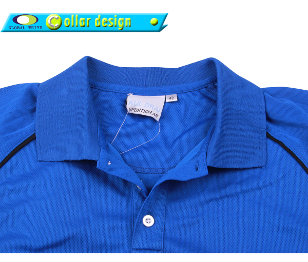 男士全涤深蓝色空白插肩POLO衫翻领短袖T恤衫定制工厂