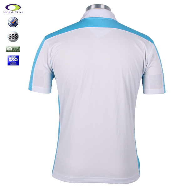 男士全涤蓝白运动POLO衫翻领短袖T恤衫定制厂家