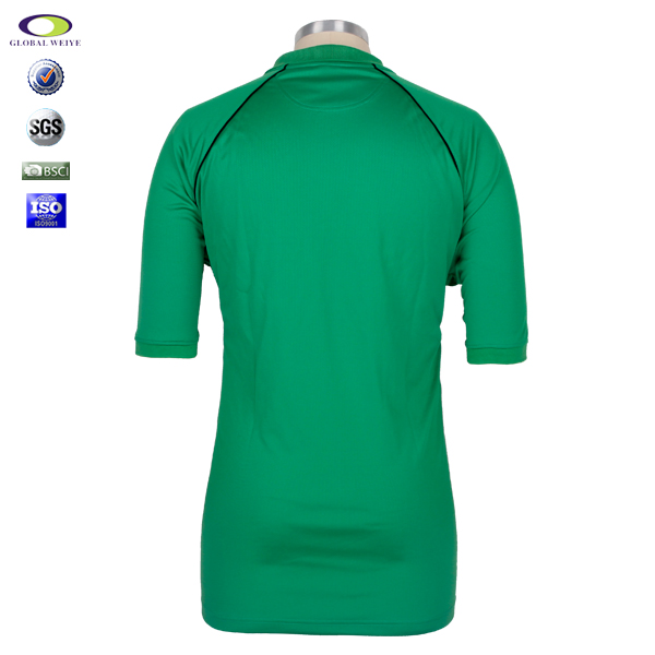 定制男士全涤绿色空白POLO衫翻领短袖T恤衫