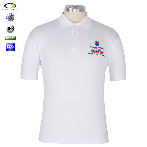 订制男士全涤白色刺绣POLO衫翻领短袖T恤衫