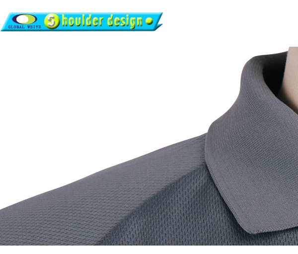 定做男士全涤刺绣网眼蓝灰拼接POLO衫翻领短袖T恤衫工作服