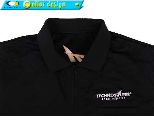 定做男士全涤拉链刺绣口袋POLO衫黑色翻领短袖T恤衫工作服