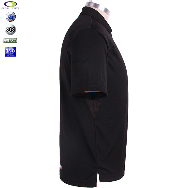 定做男士全涤拉链刺绣口袋POLO衫黑色翻领短袖T恤衫工作服