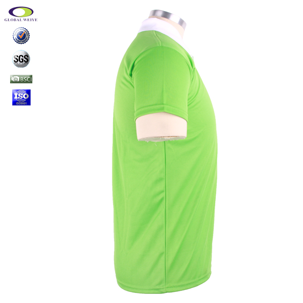 男士全涤网眼异色领POLO衫绿色翻领短袖T恤衫订制