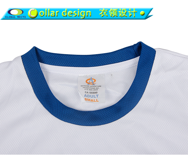 男士白色异色领全涤印花宣传主题短袖T恤衫订制工厂