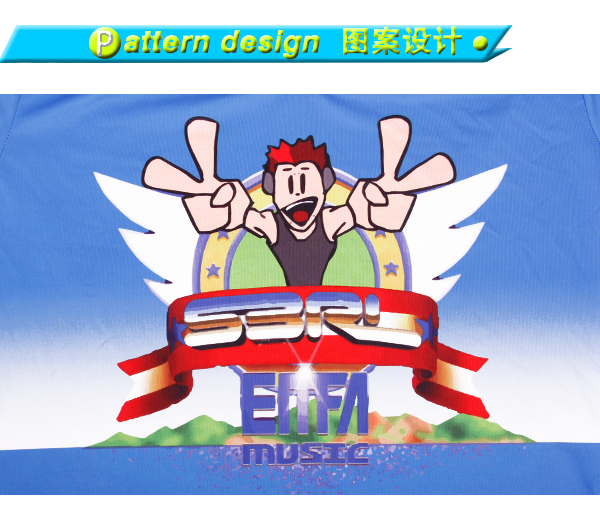 男士蓝色全涤热升华V领短袖恤衫定制厂家