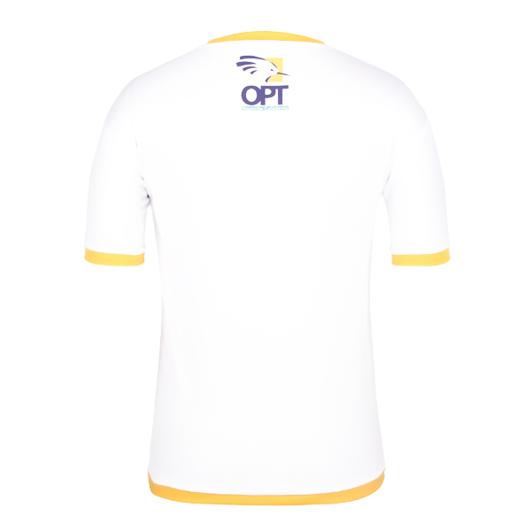 男士白色全涤异色领字母印花短袖T恤衫定制厂家