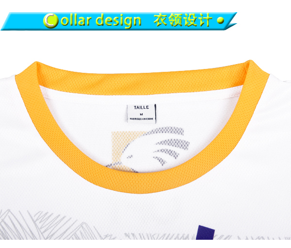 男士白色全涤异色领字母印花短袖T恤衫定制厂家