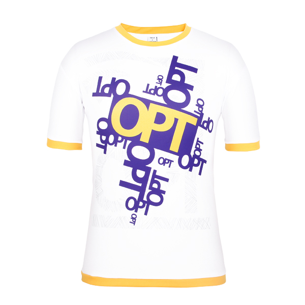 男士白色全涤异色领字母印花短袖T恤衫定制厂家