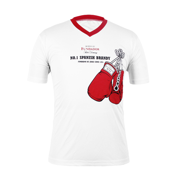 定制男士全涤白色拳头印花V领短袖T恤衫厂家订制