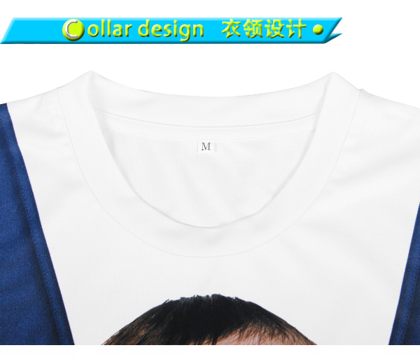 男士全涤白色胸前挂小孩印花圆领短袖T恤衫厂家定制