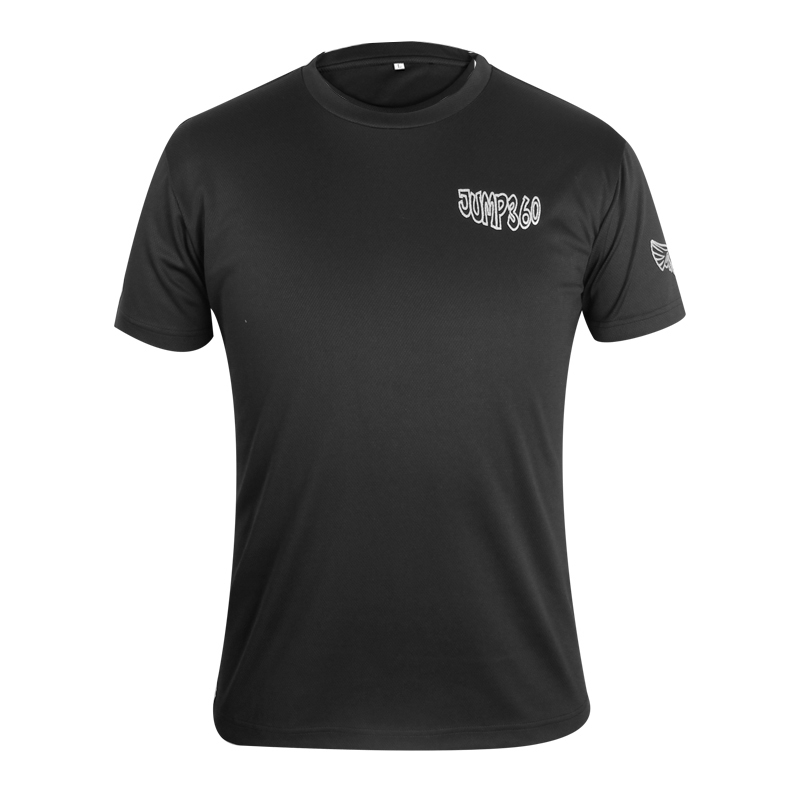 订制男士全涤黑色印花圆领插肩短袖运动服T恤衫