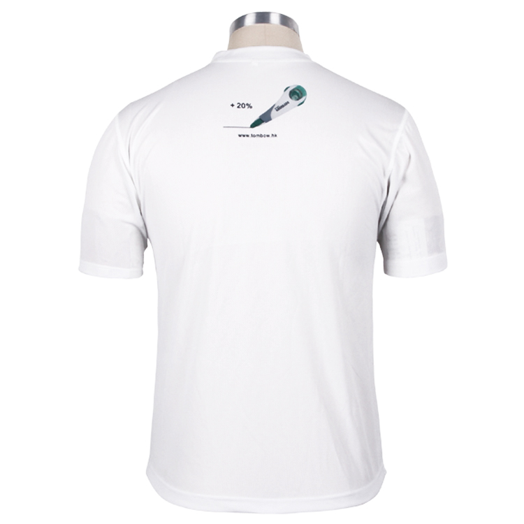 订制男士白色全涤圆领绣花短袖T恤衫广告衫定做