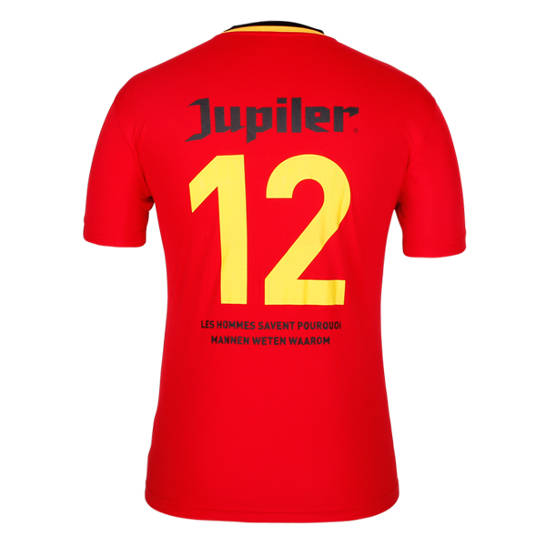 订制男士红色全涤异色领公牛印花短袖T恤衫工作服定做