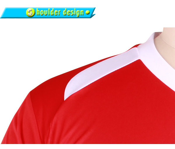 订制红色全涤V领插肩印花T恤男短袖T恤衫运动服定做