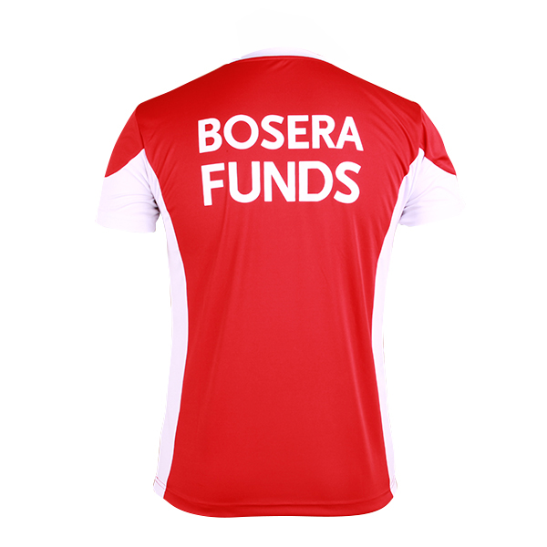 订制红色全涤V领插肩印花T恤男短袖T恤衫运动服定做