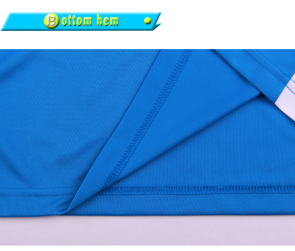 订制蓝色全涤V领异色领印花T恤男短袖T恤衫团服定制