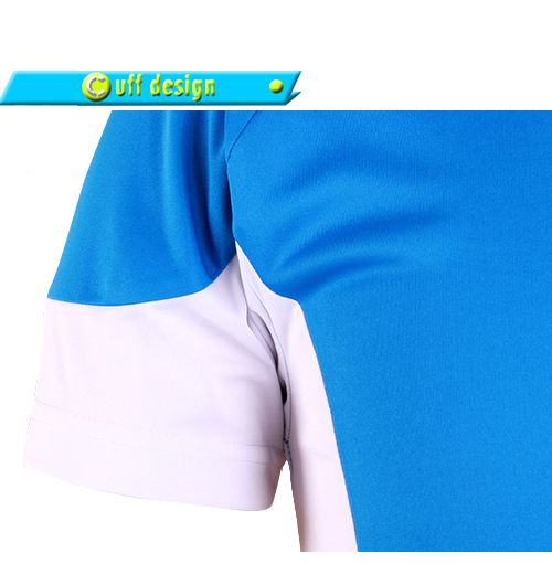 订制蓝色全涤V领异色领印花T恤男短袖T恤衫团服定制