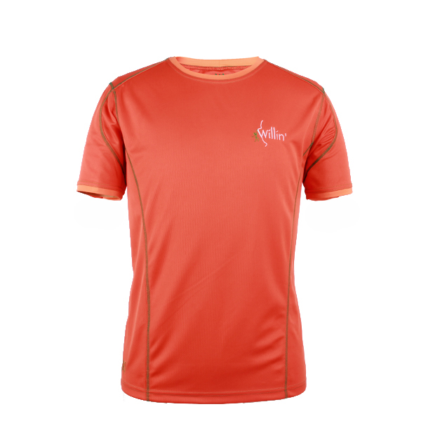 橙色全涤圆领刺绣T恤男短袖T恤衫团服定制