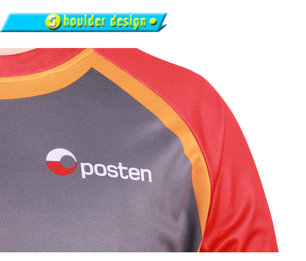 订制男士红灰拼接全涤插肩印花T恤圆领短袖团服定做